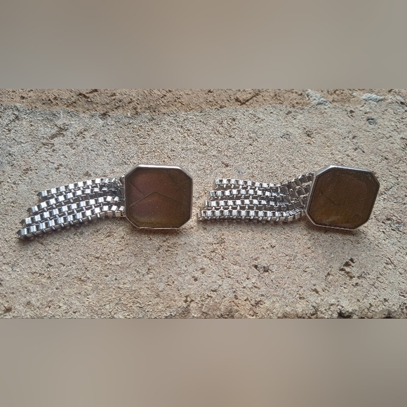 Trifari Matsumoto VTG Art Deco Multi Strand Box Chain Bracelet+ Dangle Earrings - Picture 4 of 12